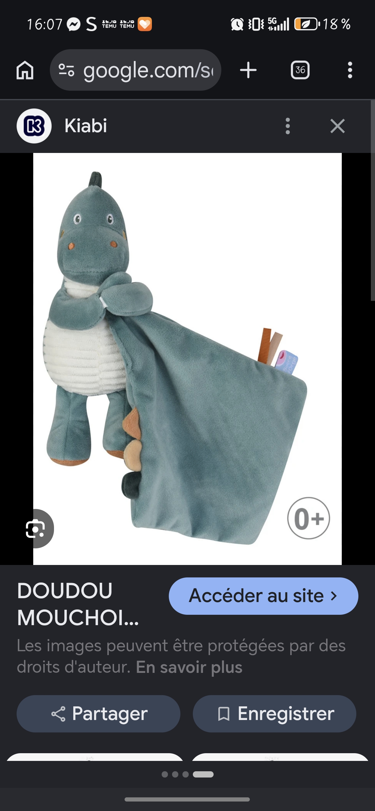 Raphou , dinosaure vert mouchoir — Montmirail
