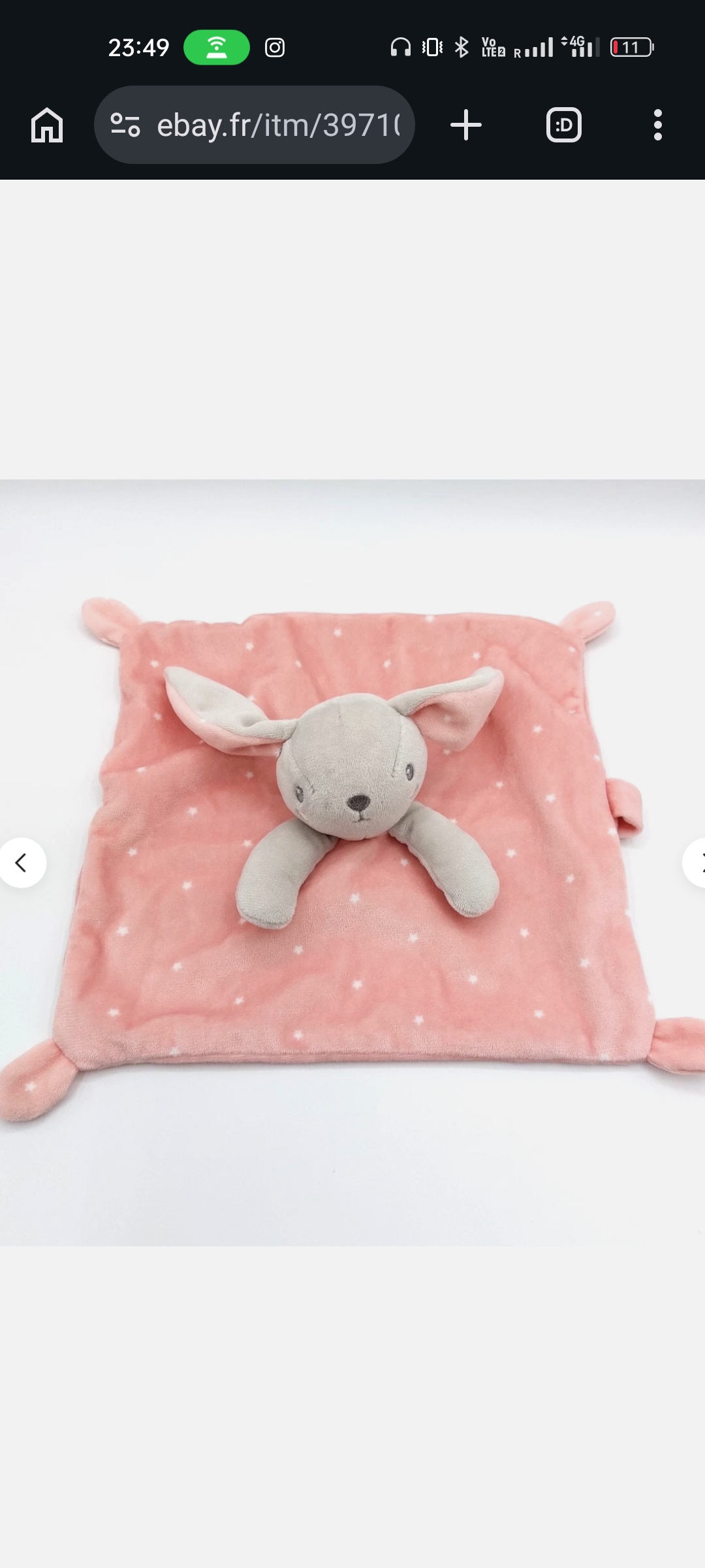 Lapin tête grise carré rose en velour perdu à Leclerc Brezet — Clermont-Ferrand