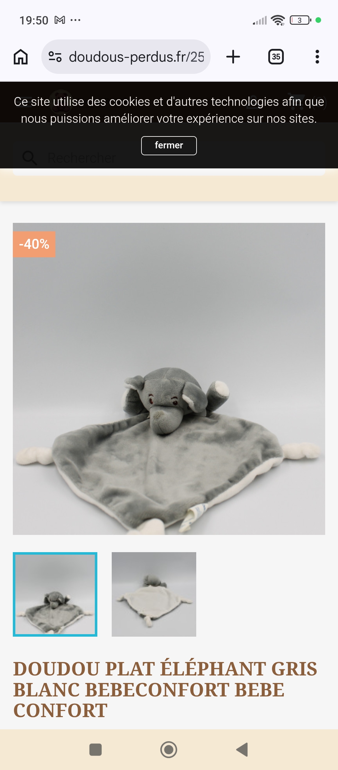 Doudou Éléphant Bébé confort — Val-Revermont