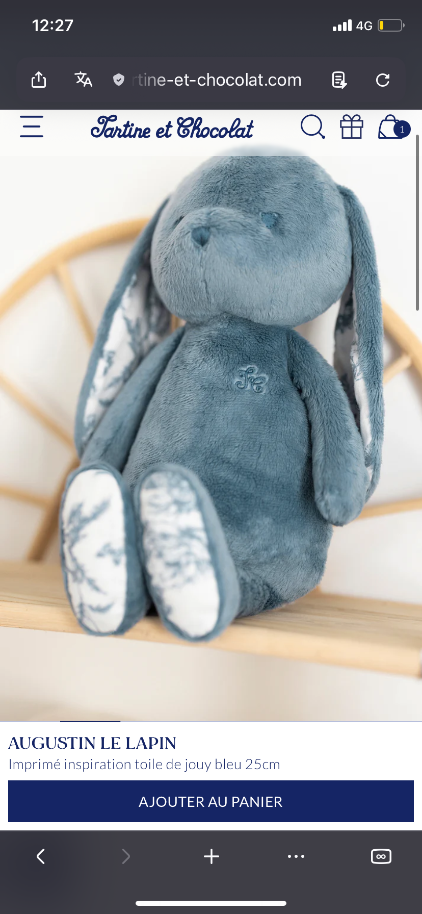 Lapin bleu toile de jouy Tartine et Chocolat — La Garenne-Colombes