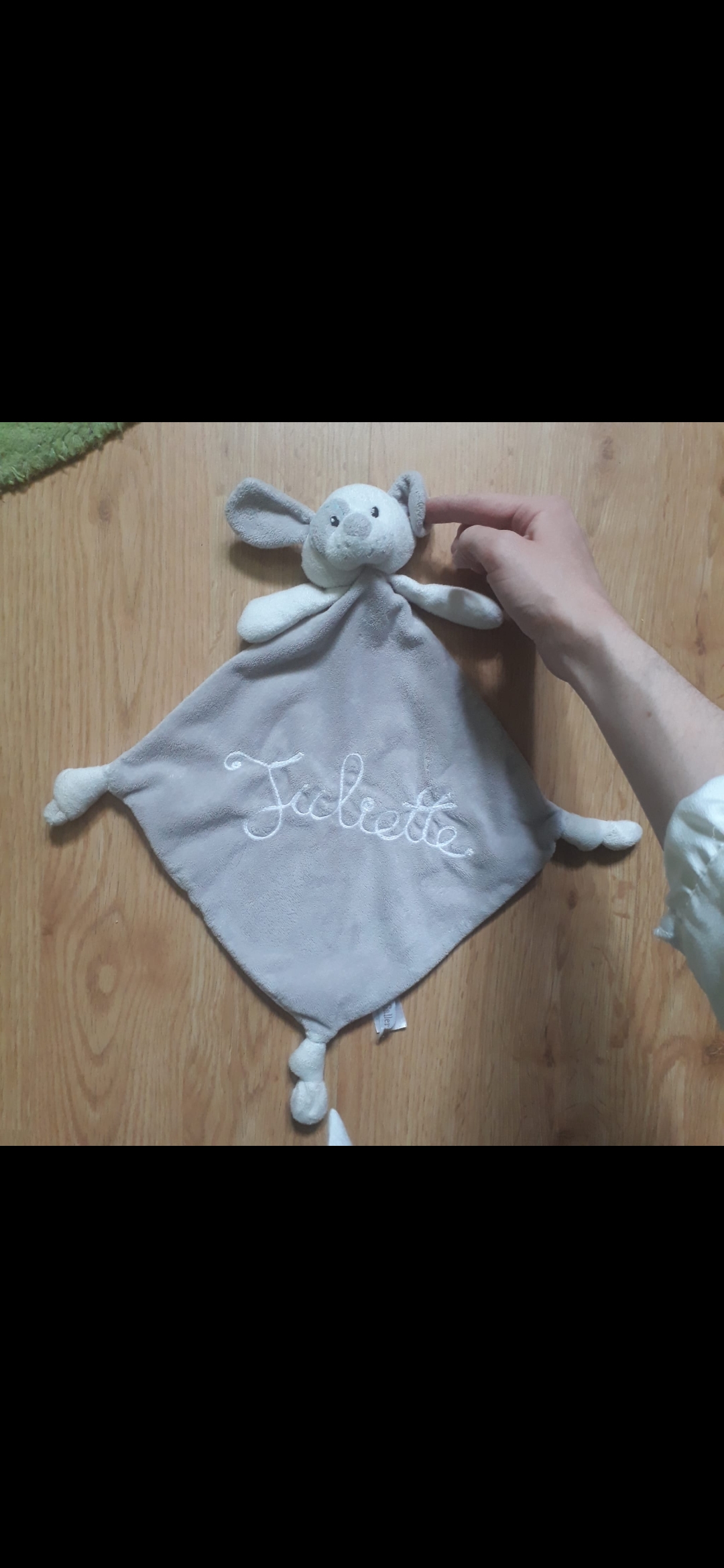 Doudou gris écrit juliette — Cardesse