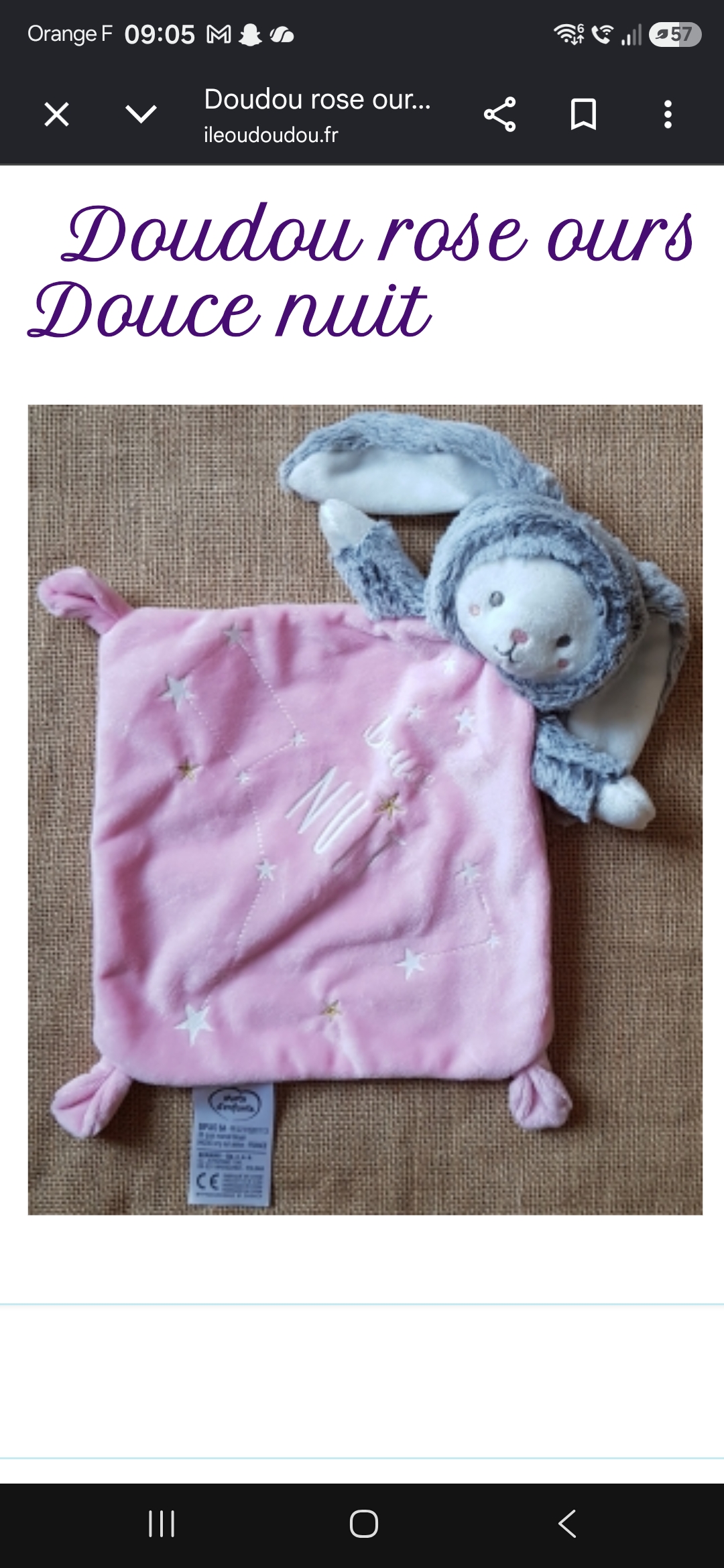 Doudou ours et lapin rose — Châteauvillain