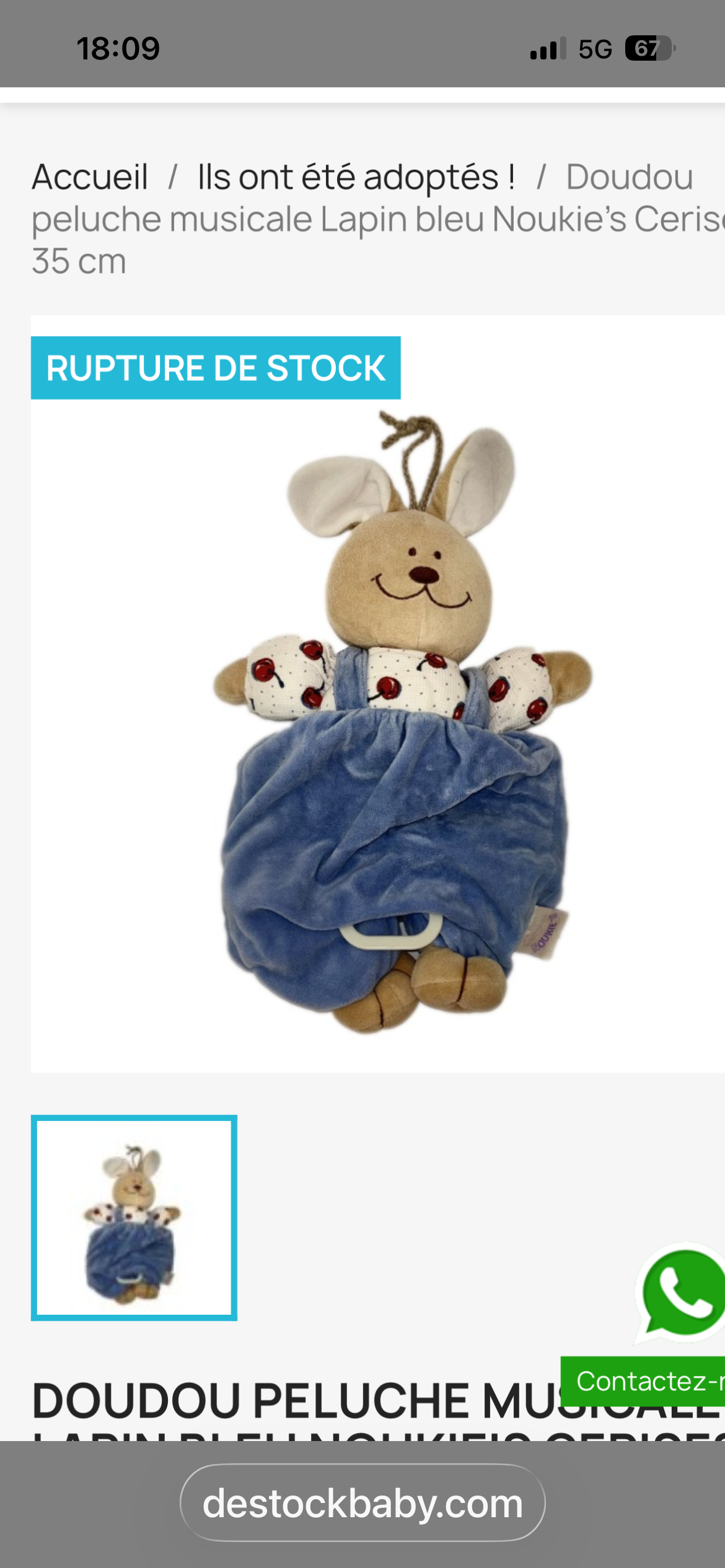 Doudou lapin musical — Dijon